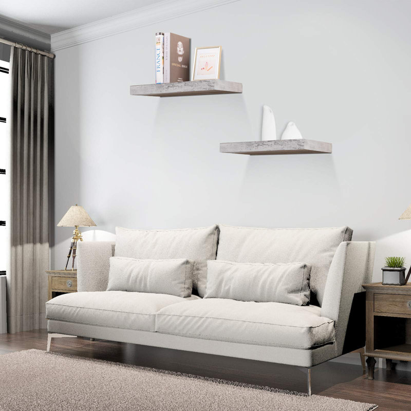 Derrance Floating Shelf, 3.8cm H x 110cm W x 22.9cm D, Grey Oak Rustic