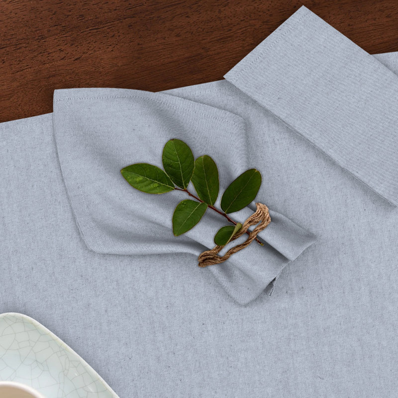 Poly Cotton Square Cloth Napkins Chambray Fabric, Grape