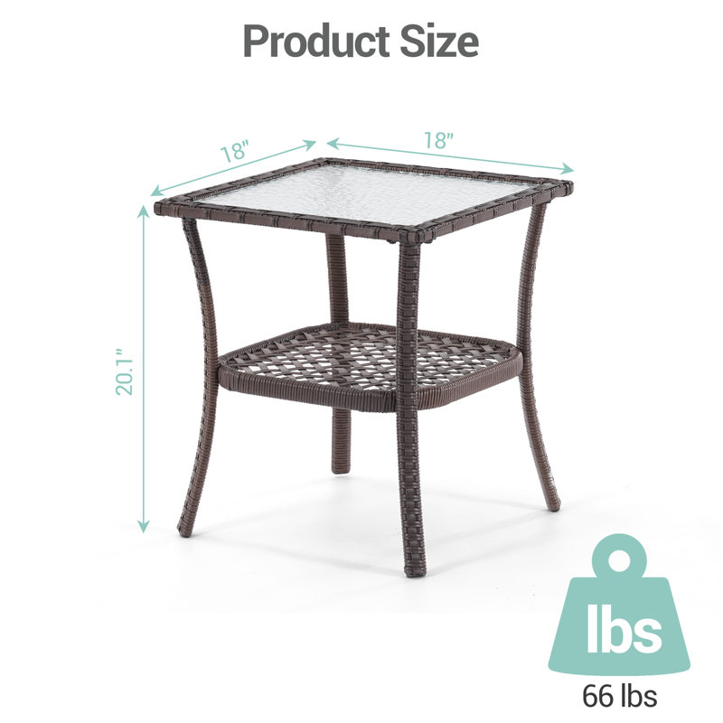 Table d'appoint d'extérieur carrée L 18 po x l 18 po Tanyu, Brun