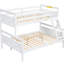 Lit superposé simple au-dessus d'un lit double - blanc, robuste avec garde-corps et mesures blanches-818480584