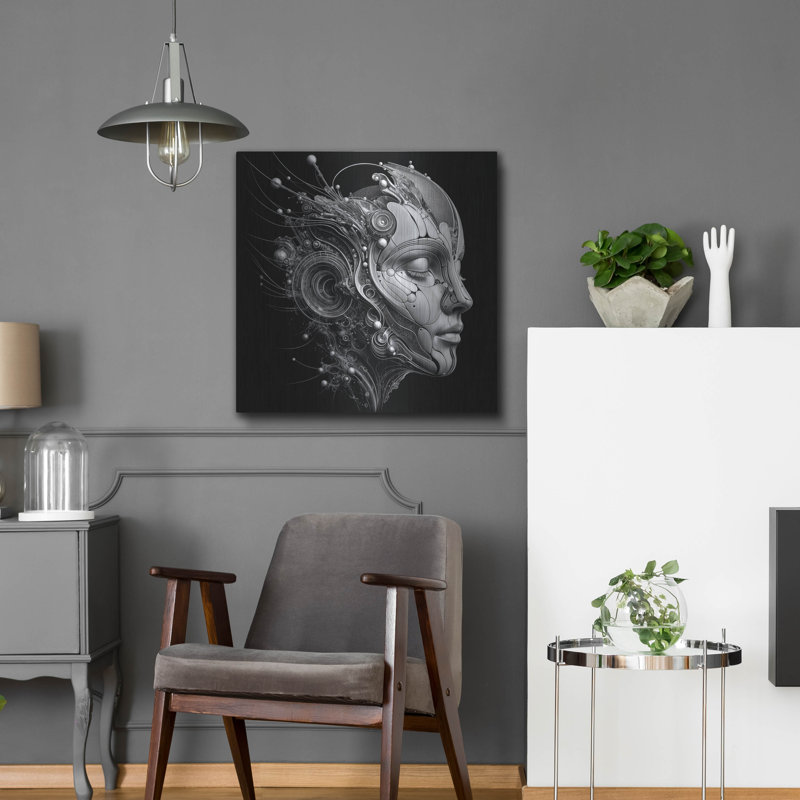 'Techno Face 3' by KIR.DART Metal Wall Art, 36" x 36", H 24 po x l 24 po