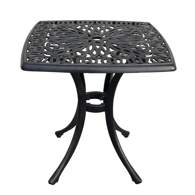 Wetherell Square Metal Outdoor Side Table With Umbrella Hole , 21.06'' in. W 21.06'' in. D
