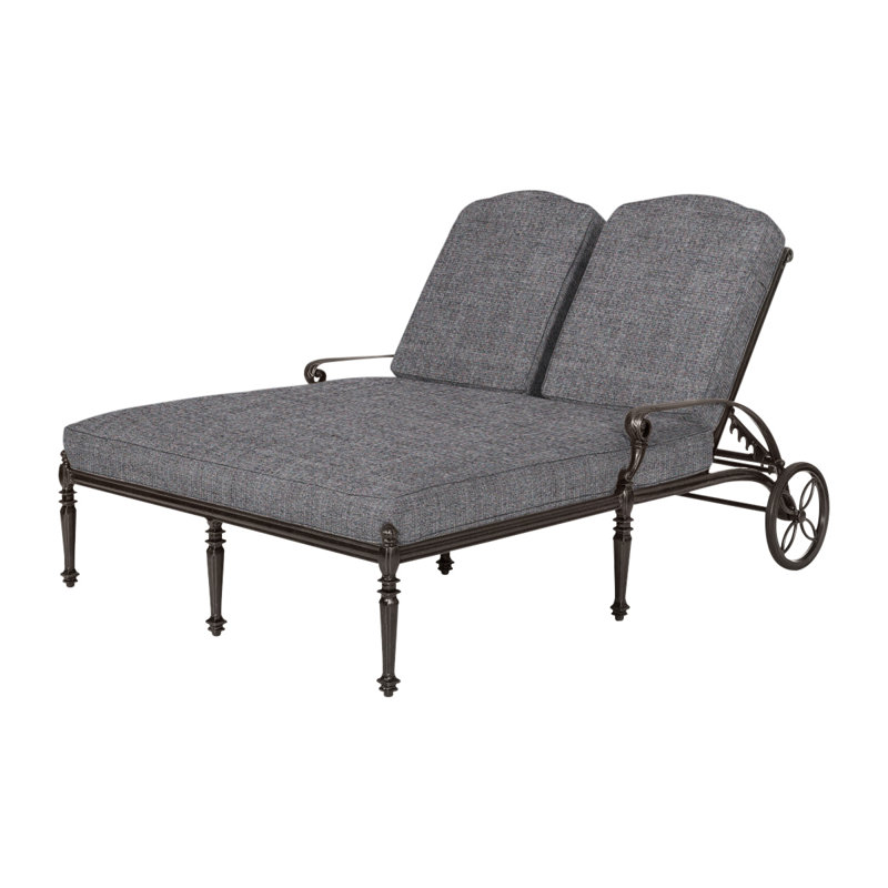 Grand Terrace Outdoor Chaise Lounge, Cast Slate Sunbrella® Plainweave, Vintage
