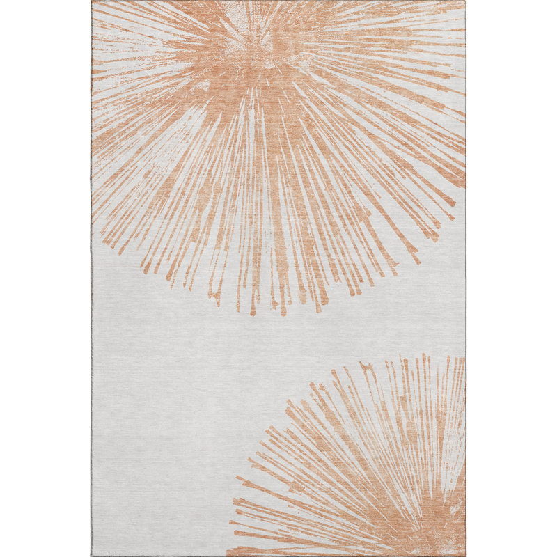 Premium Machine Washable Cerrito Salmon Rug, Rectangle 2'6" x 3'10"