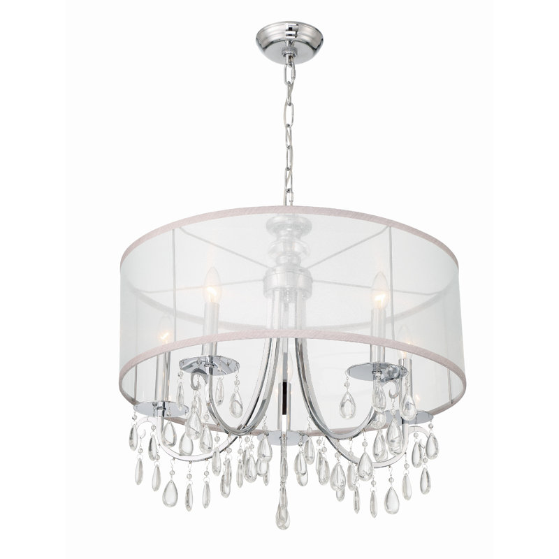 Walser 5 - Light Dimmable Drum Chandelier, Polished Chrome
