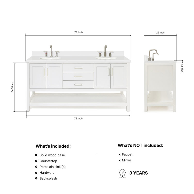 Magnolia Bath Vanity Oval Basin S073DWQ, White, Oval