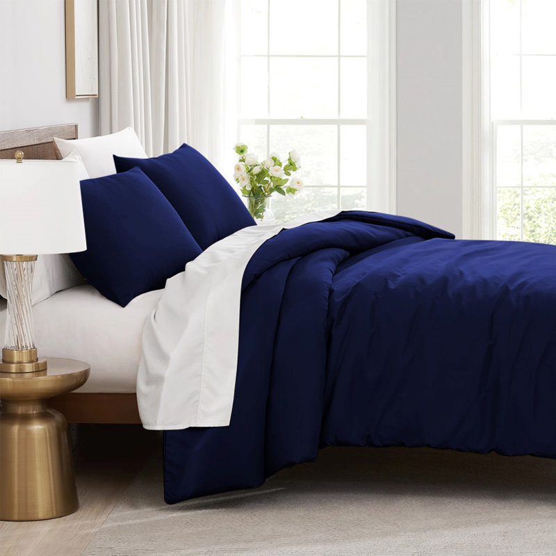 Microfibre 200 TC Plain Reversible Plain Weave Modern & Contemporary Duvet Cover Set, Super King - 2 Standard Pillowcases