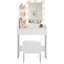 Petit meuble-lavabo avec miroir à DEL, tabouret de rangement et prise de courant-1185768035