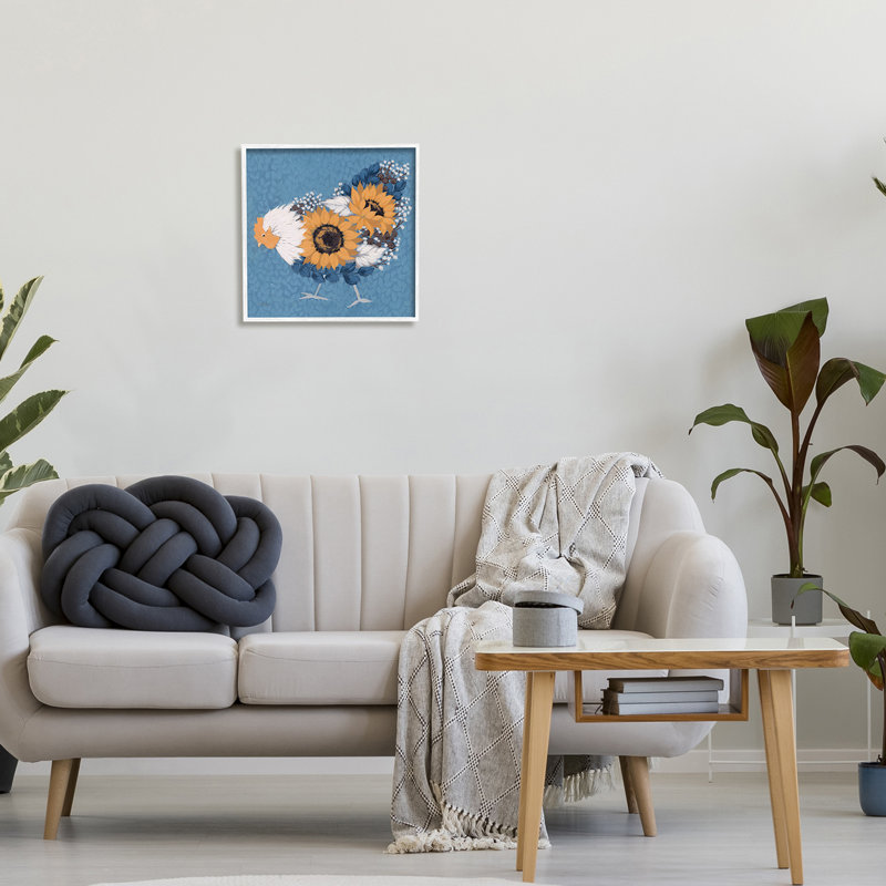 Bouquet d'arrangement floral, H 17 po x l 17 po, Giclée encadrée blanc bord de mer