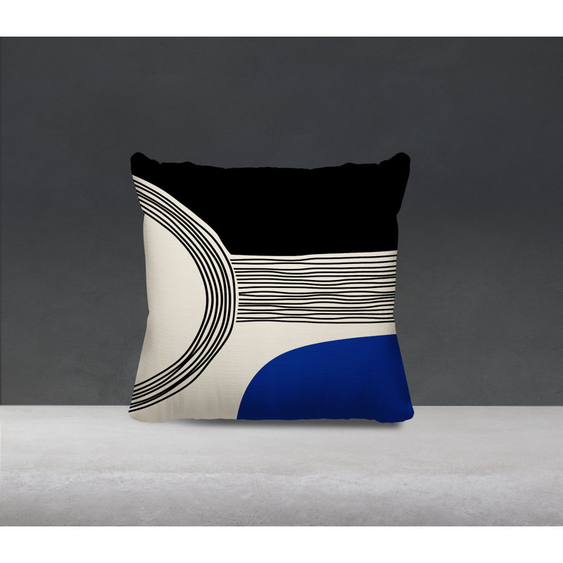 Cassie Outdoor Reversible Throw Pillow, 19"H x 19"W, Navy Blue/Cream/Black