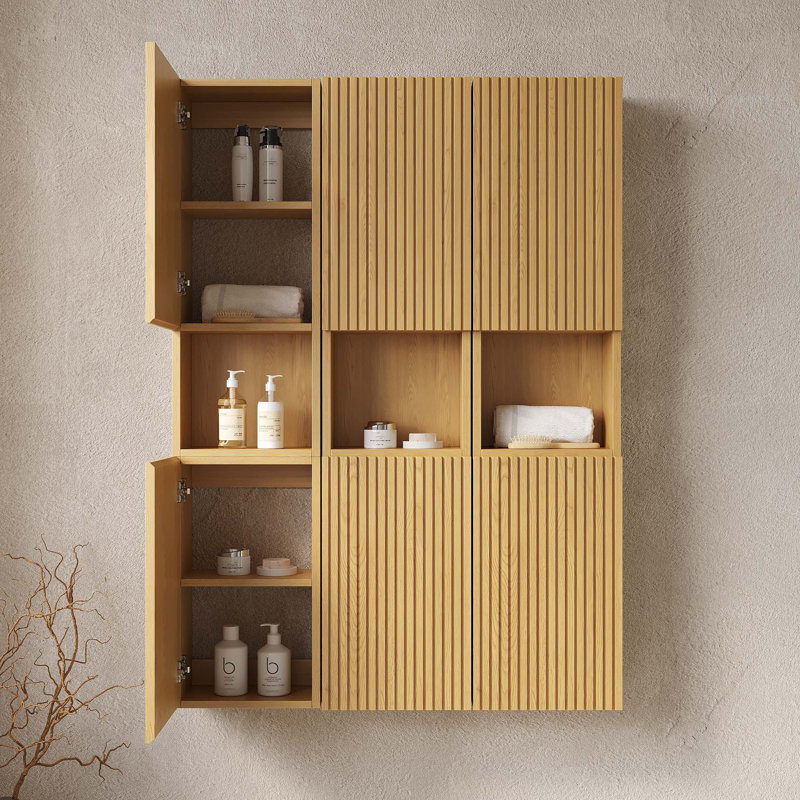 Armoire murale de salle de bain de 41,34 po, composée de 6 armoires avec portes