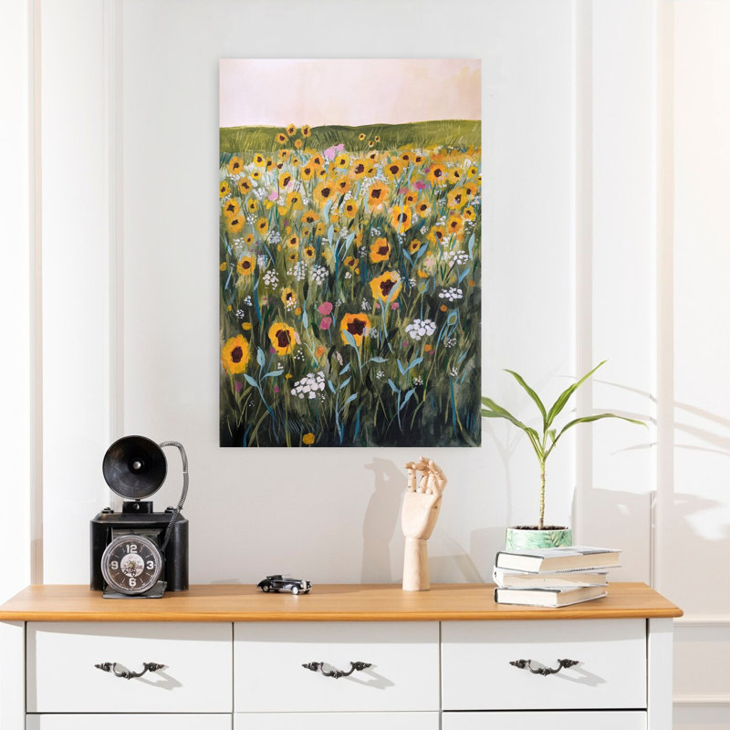 Art contemporain, art contemporain contemporain à fleurs, H 24 po x l 16 po