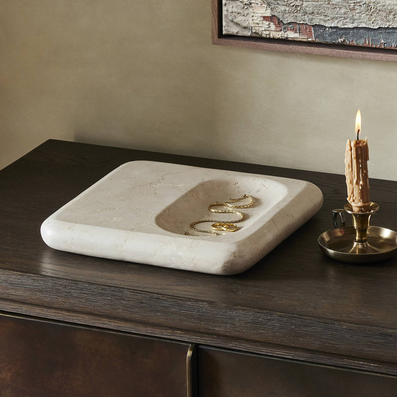 Rossi Marble Decorative Plate, Cream Marble