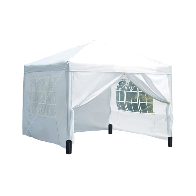 Pop up Gazebo 3m x 3m with Sides 2 Wind Bars 4 Weight Bags, White