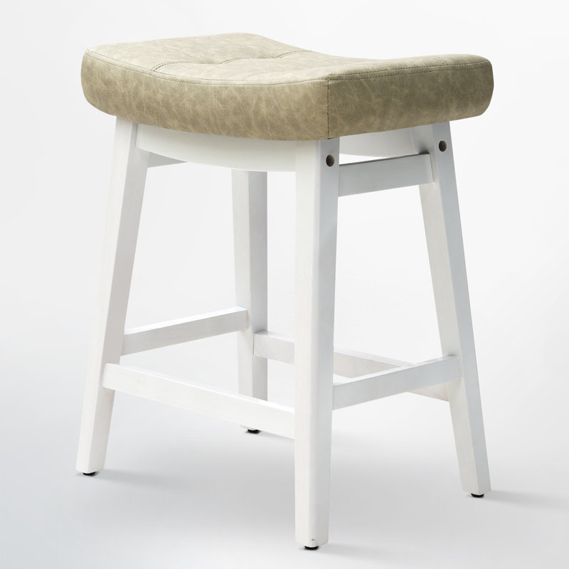 Tabourets de bar extra larges 19,7 po, Siège en similicuir gris clair / structure blanch