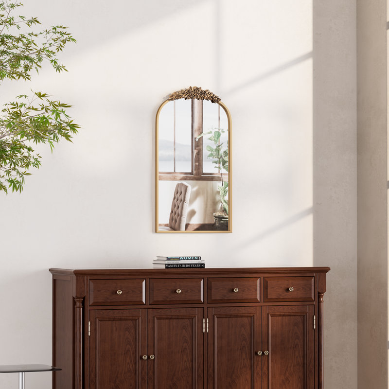 Embossed Arched Mirror, Bronze, 31" x 19"