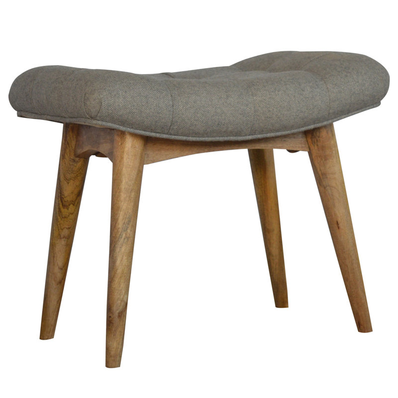 Grey Tweed Upholstered Bench