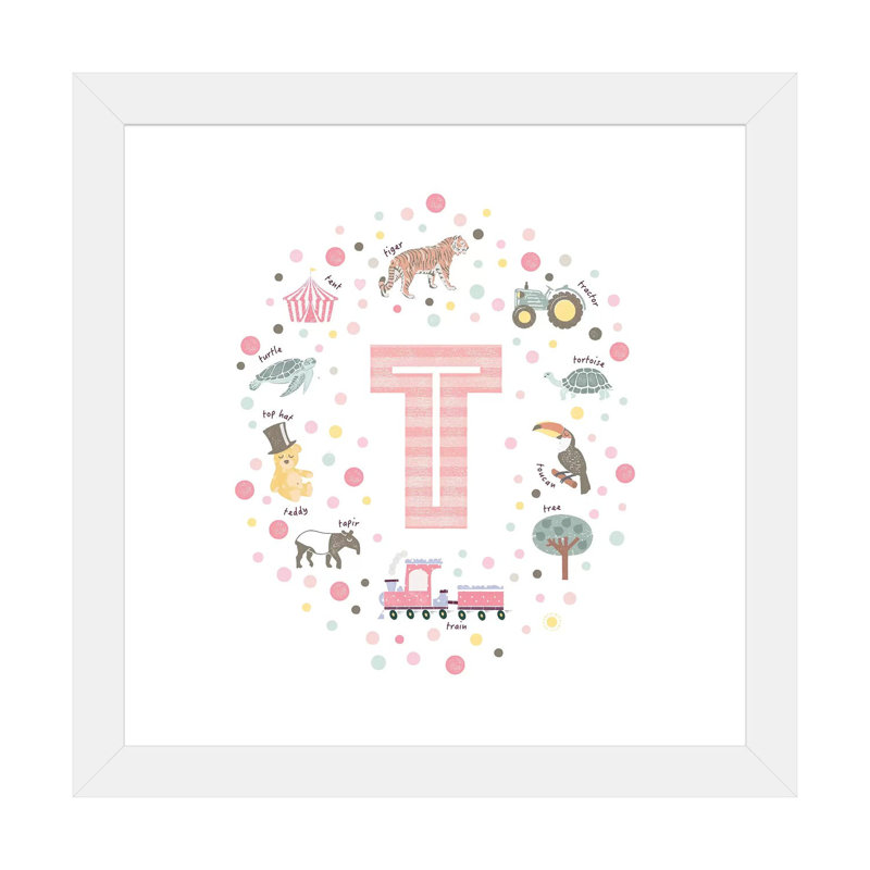 Lettre T - impression d'art graphique, H 16 po x l 16 po x p 1 po, Papier encadré blanc, Blanc