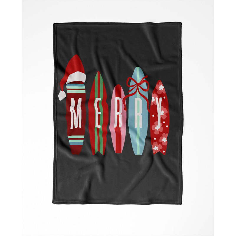 Jeté en velours Merry Surf Holiday, Gris anthracite, L 80 po x l 60 po