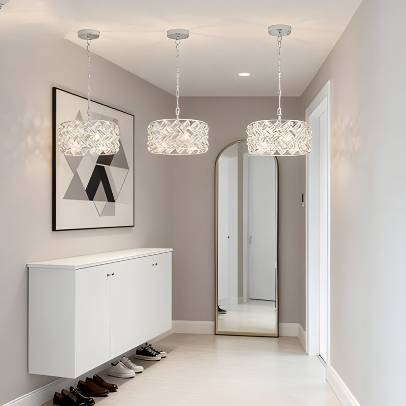 Lustre moderne en cristal avec 4 lumières, plafonnier semi-encastré ou luminaire suspendu pour îlot de cuisine, salle à manger, chambre à coucher, vestibule