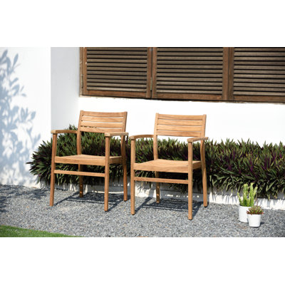Jazzabella Wood Premium All-Weather Wicker Outdoor Stacking Dining Chair