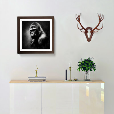 Gorilla Drawing - Single Picture Frame Print on Wood