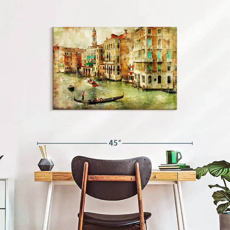 Impression sur toile rétro de Venise, H 24 po x l 36 po x P 1,25 po