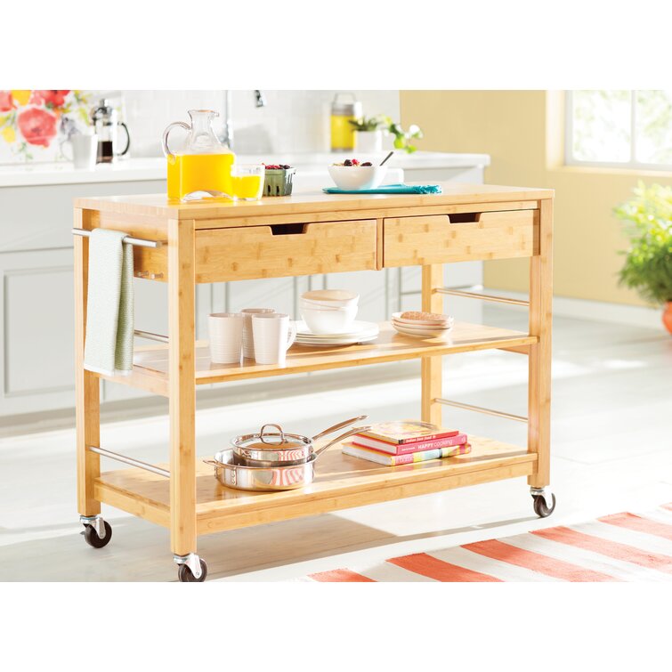 Trinity Bamboo 48 in. Kitchen Island with Drawers