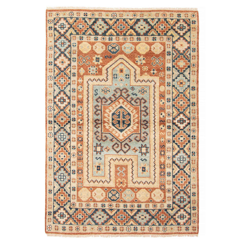 Tapis bleu unique 5 pi 4 po x 7 pi 10 po Jules Serapi