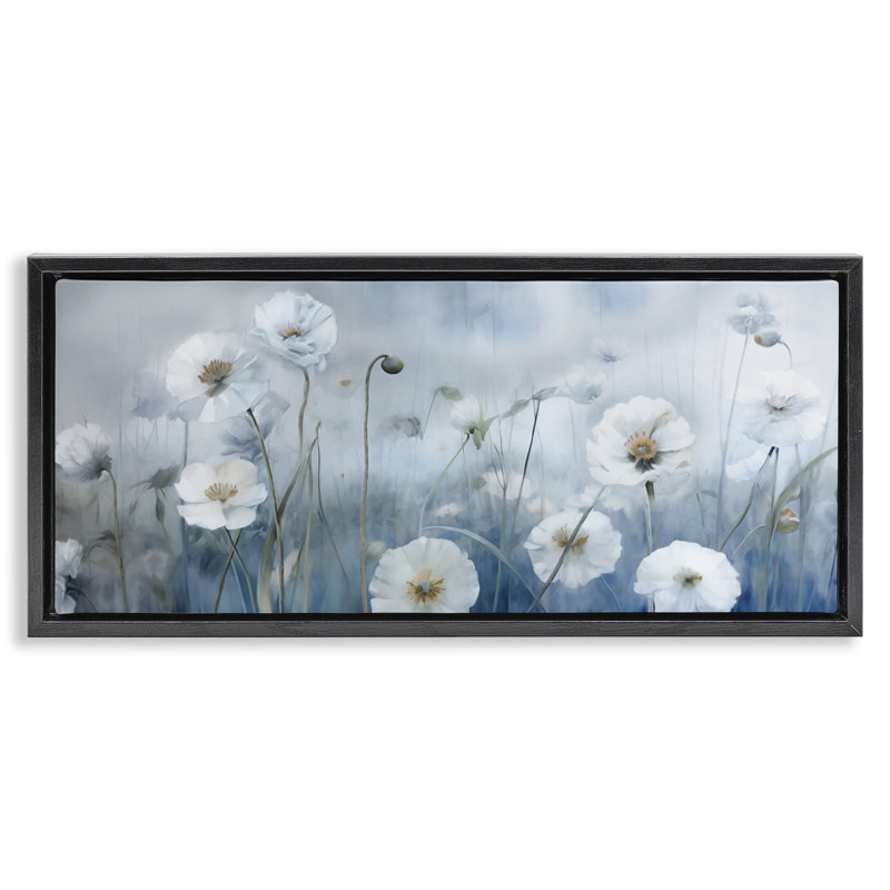 Poppies Meadow, Cadre flottant noir de jais, H 14 po x l 31 po