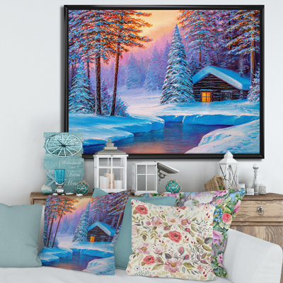 «Old Cabin In Winter Forest I», reproduction sur toile flottante