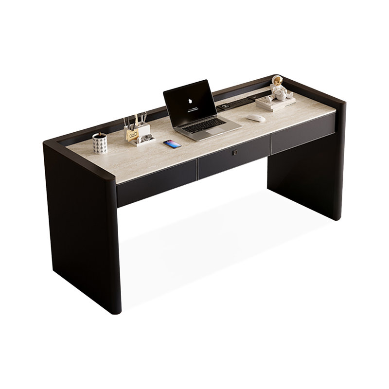 Bureau rectangulaire blanc et noir, H 30,31 po x l 70,87 po x P 23,62 po, Blanc/Noir