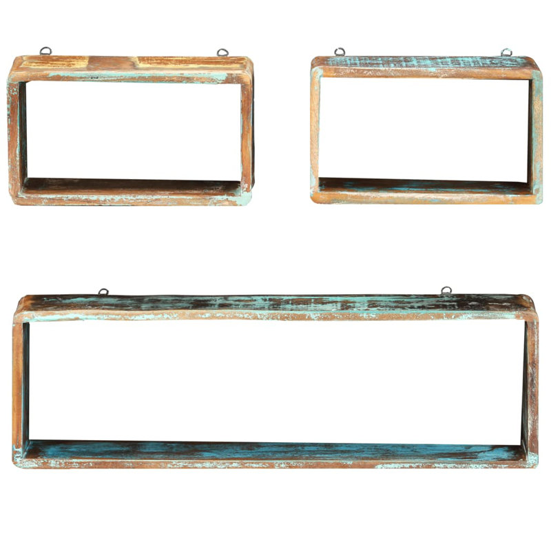 Franklen 3 Piece Cube Floating Shelf, Multi_Brown