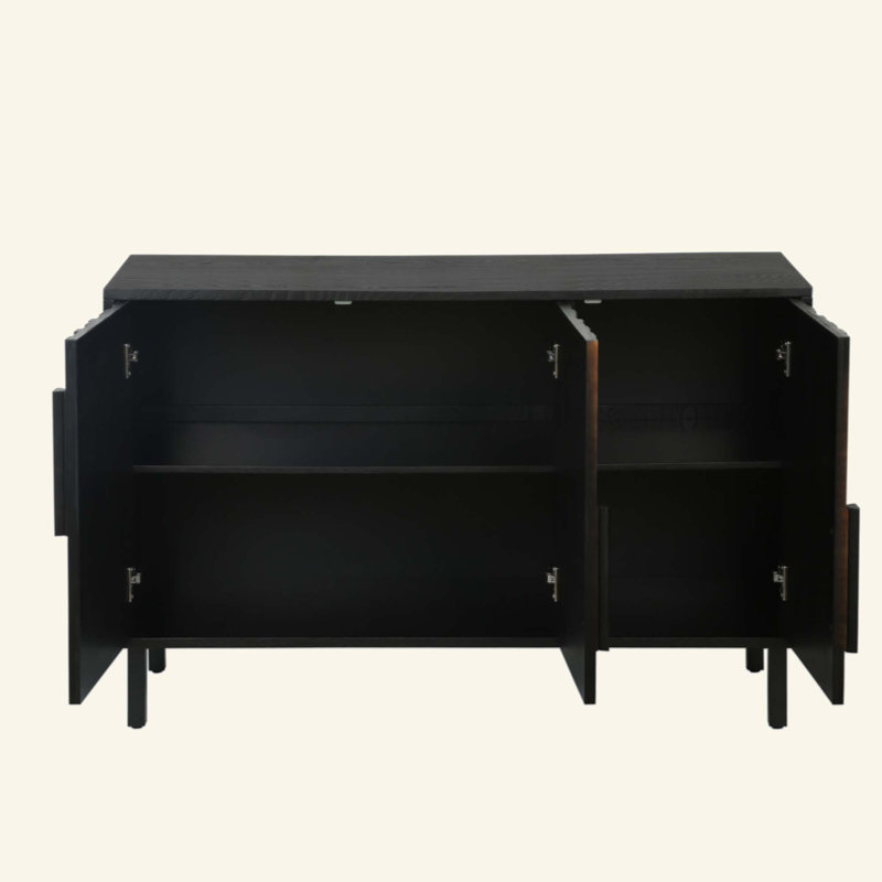 Buffet Farmhouse Rustic, H 30,98 po x l 47,24 po x P 15,74 po, Noir antique