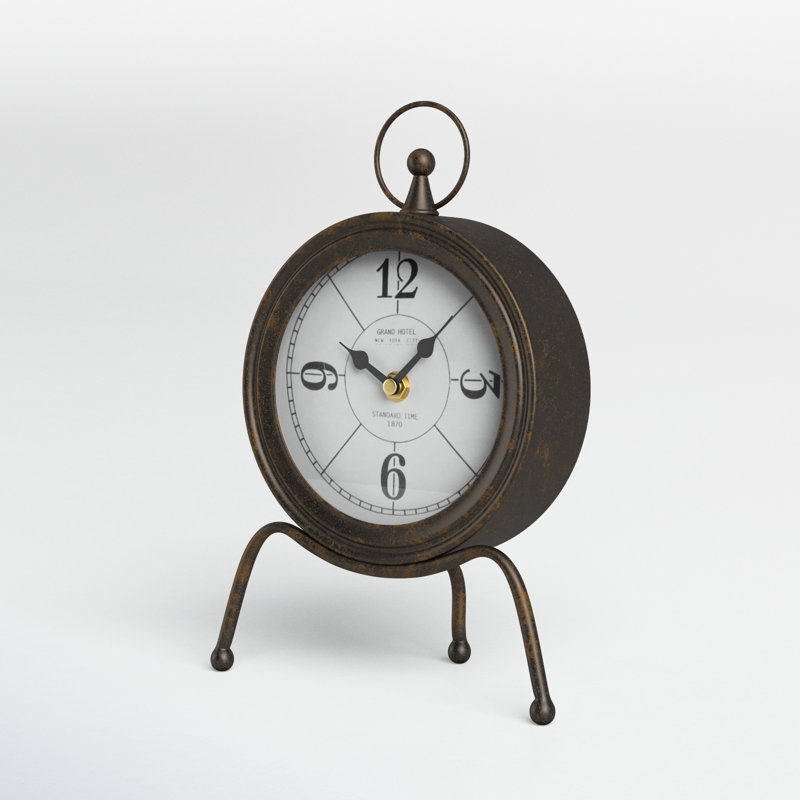 Analog Mechanical Tabletop Clock in Dark Brown