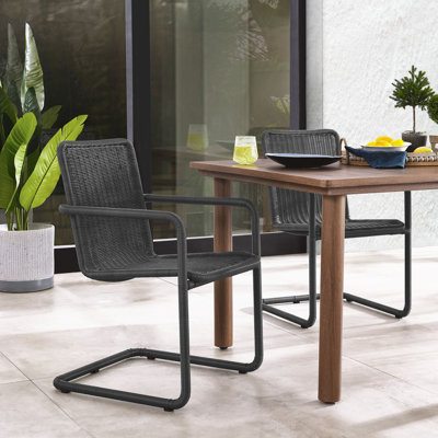 Abacus Outdoor Patio Wicker Dining Chairs Set Of 2
