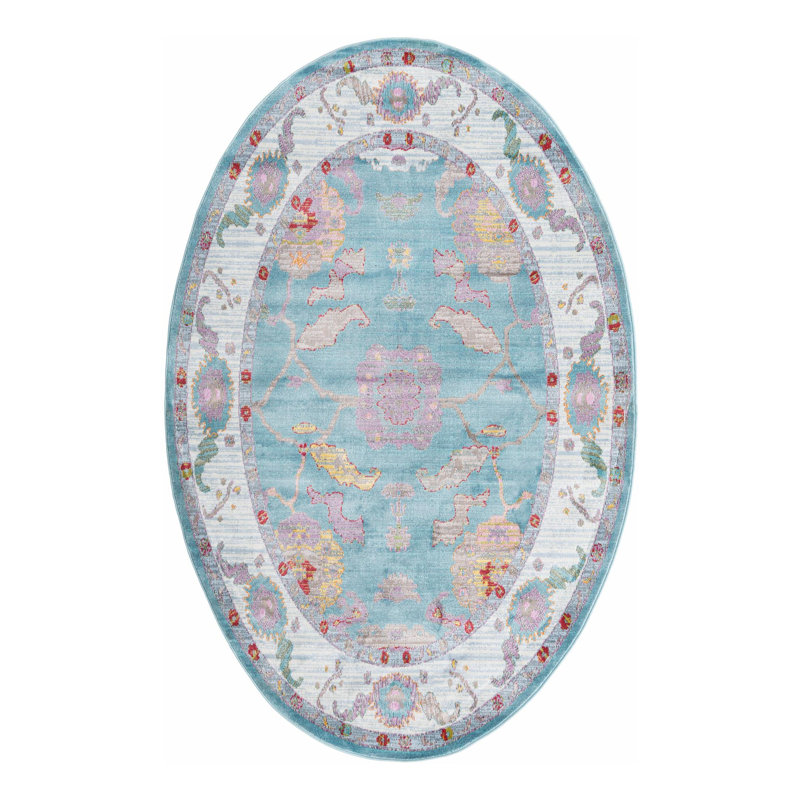 Paragon Floral Indoor Rug, Oval 5'5" x 8'