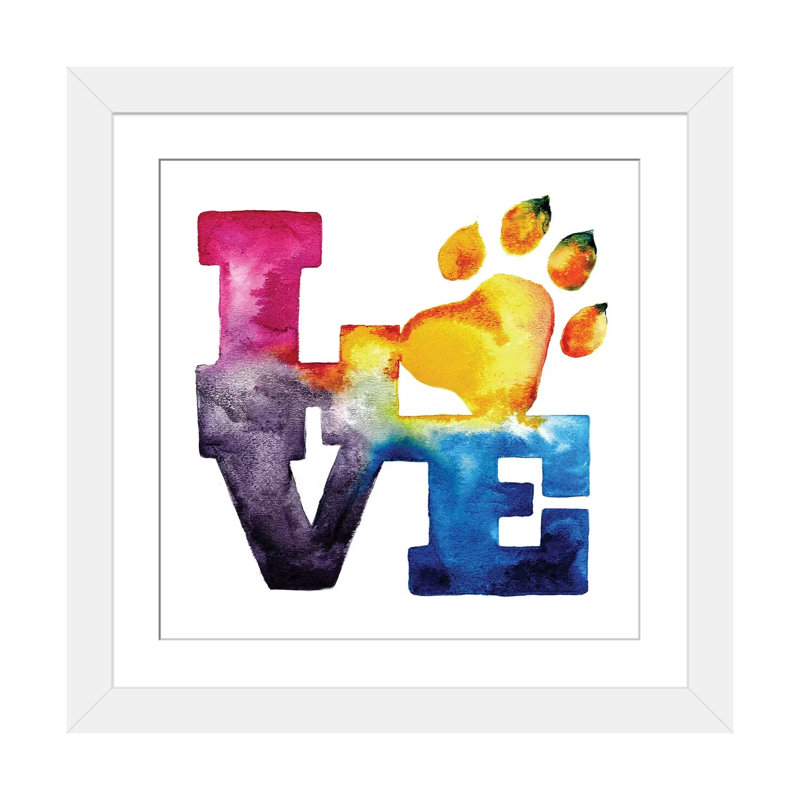 Reproduction d’art textuel sur toile tendue pet Love, Cadre blanc mat, H 26 po x l 26 po x P 2 po