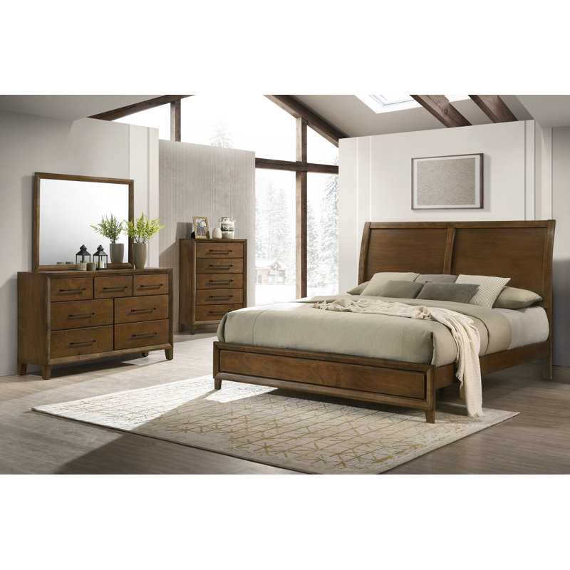 Ballard 4-Piece Wood King Bedroom Set W Chest, Brown, King