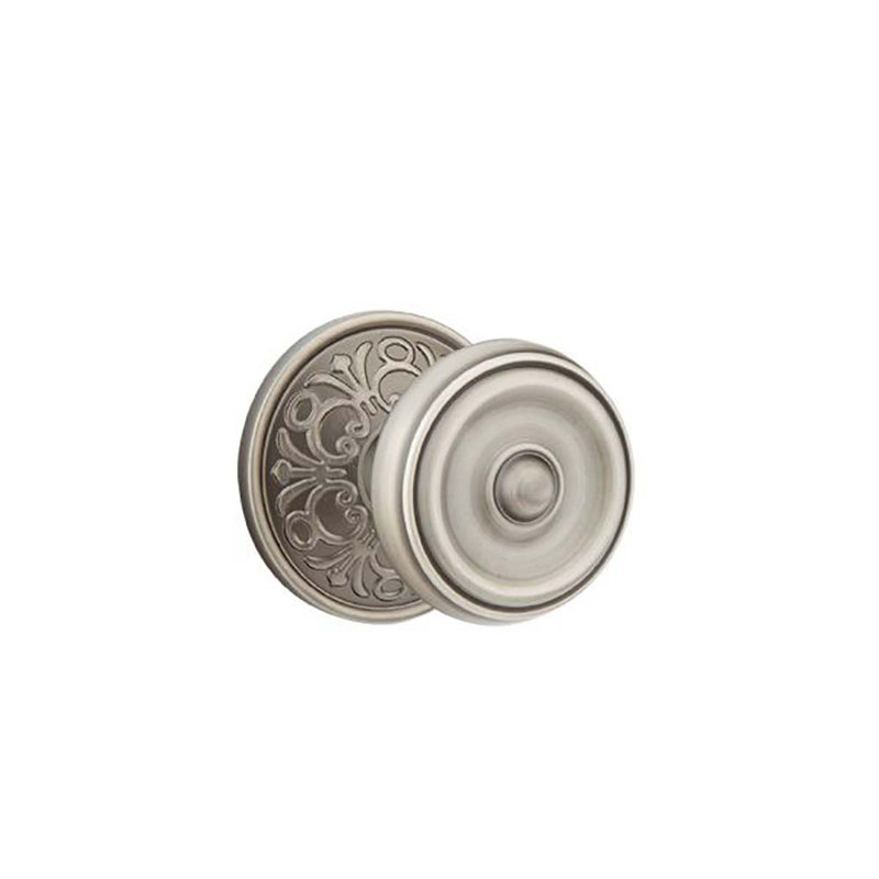 Ensemble de faux boutons Emtek avec rosette Lancaster et bouton Waverly, Étain