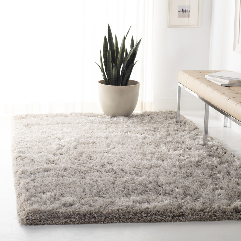Pihu Shag Hand Tufted Performance Solid Color Rug, Rectangle 8' x 10'