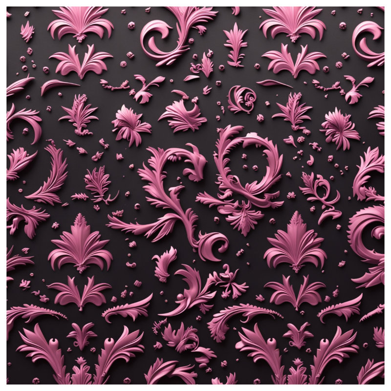 Tapisserie murale rose baroque à motif floral - décoration murale baroque, 104in H x88 with 4 Grommets