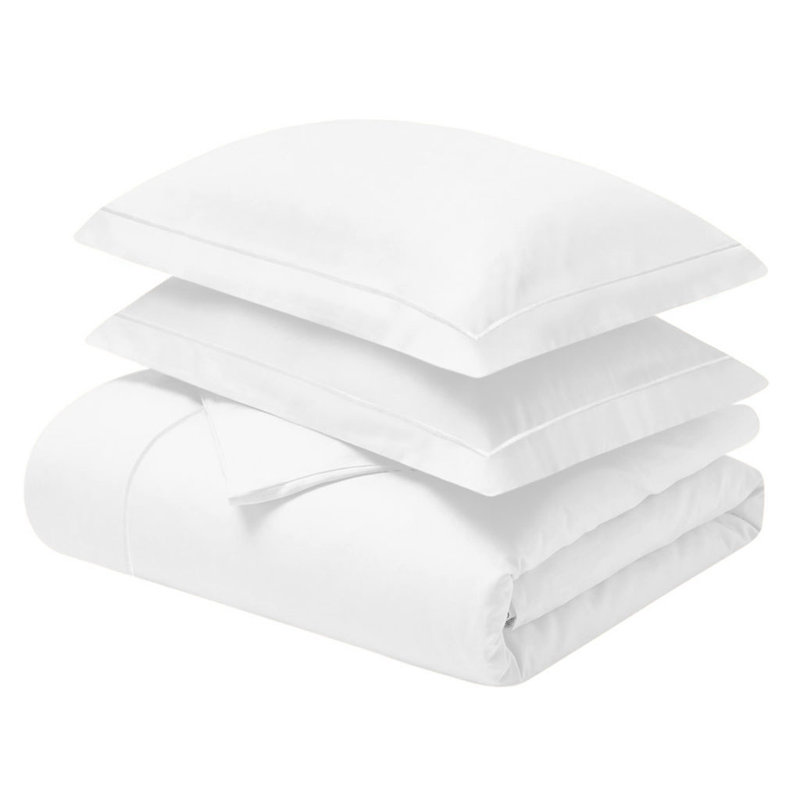 Embroidered Egyptian Cotton 1200 Thread Count Duvet Cover Set, Queen Duvet Cover + 2 Standard Shams, White