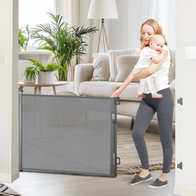 Barrière de bébé rétractable extra large de 120 pouces, grande barrière pour bébé ou pour chien, grande barrière de sécurité pour enfant pour clôture intérieure pour bébé, extérieur, escalier, terrasse