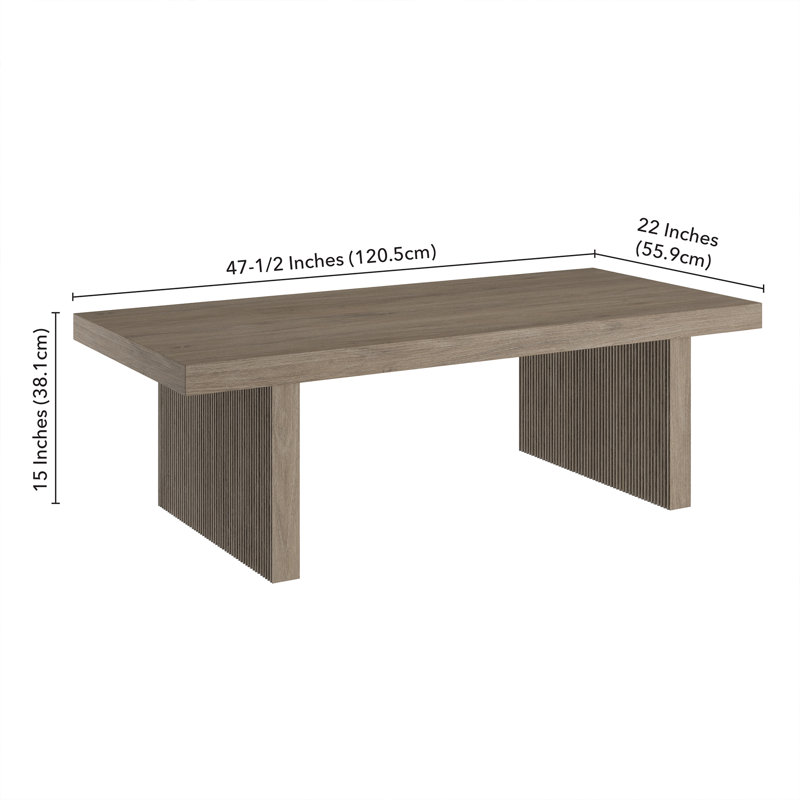 Soren 48" Wide Rectangular Coffee Table, Brown