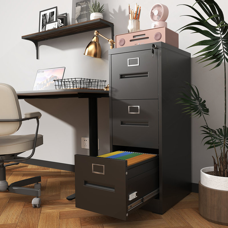 Classeur vertical à 3 tiroirs en métal avec serrure pour le bureau et la maison, idéal pour ranger des documents de format A4 / légal / lettre, assemblage requis