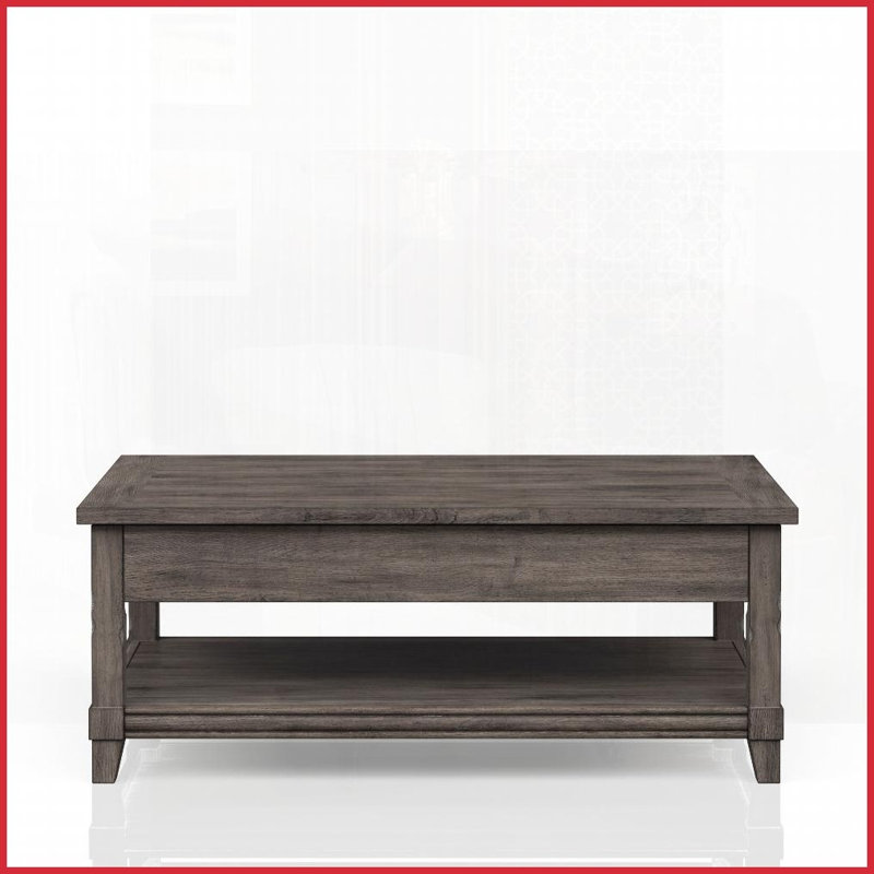 Table basse rustique à plateau relevable avec roulettes et amp; Rangement - Robuste Facile à déplacer pour le salon