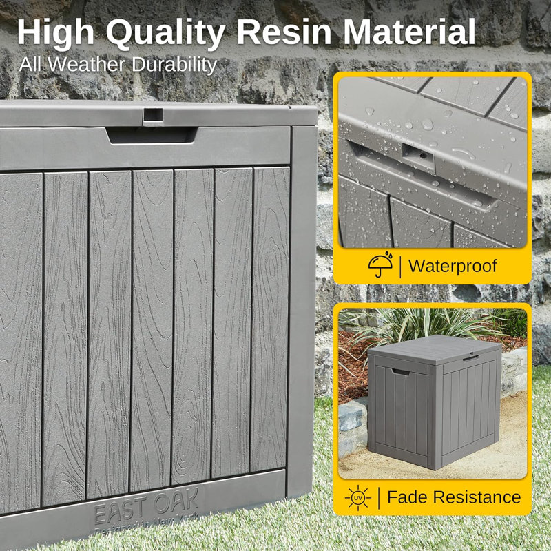 East Oak 31 Gallon Gray Lockable Resin Deck Box