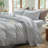100% Washed Cotton Bedding Sheet Set 4 Pieces,1 Fitted Sheet,1 Flat Sheet and 2 Pillowcases,Comfy Textured Sheet Set-119423616-119423617