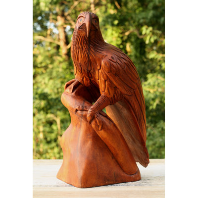 Gerjan 12 grand grand en bois massif fait à la main aigle américain Statue Figurine fabriquée à la main Art sculpté à la main rustique Lodge extérieur Home Decor Us Accent